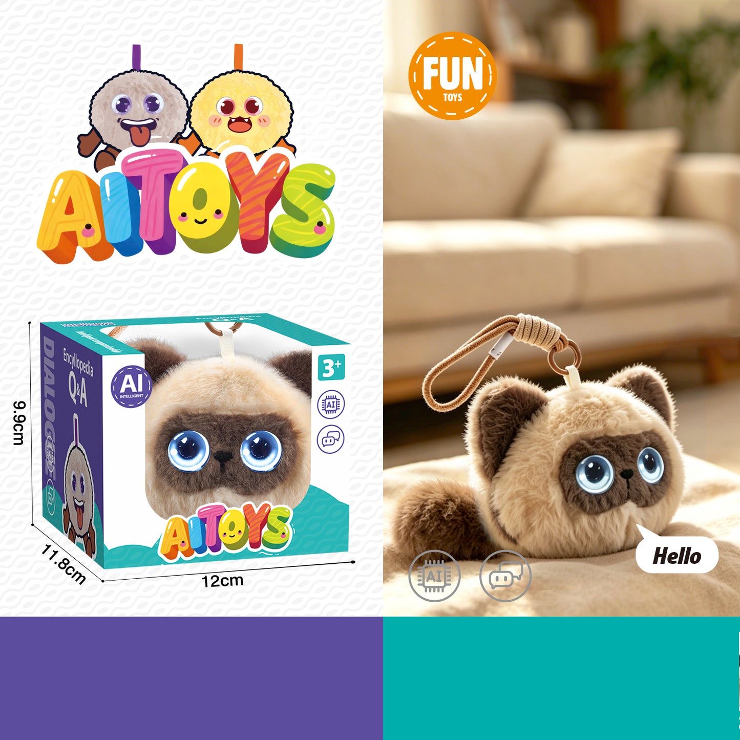 AI Interactive Plush Toy Smart Talking Companion Doll Kids Educational Chatting Stuffed Animal Gift