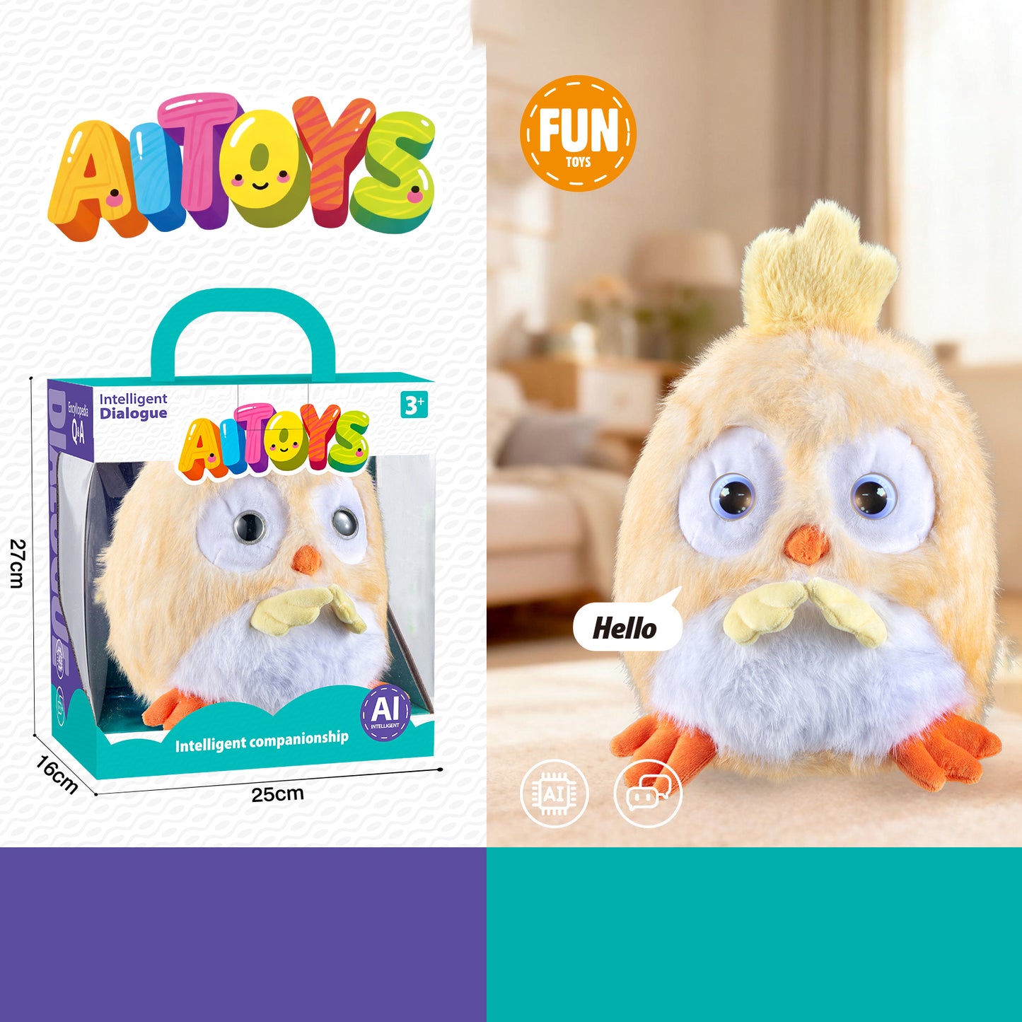 AI Interactive Plush Toy Smart Talking Companion Doll Kids Educational Chatting Stuffed Animal Gift
