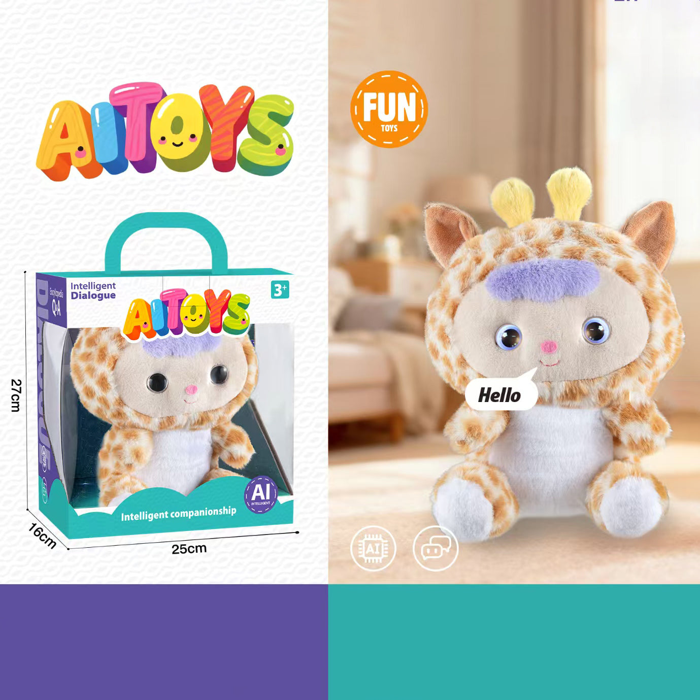 AI Interactive Plush Toy Smart Talking Companion Doll Kids Educational Chatting Stuffed Animal Gift