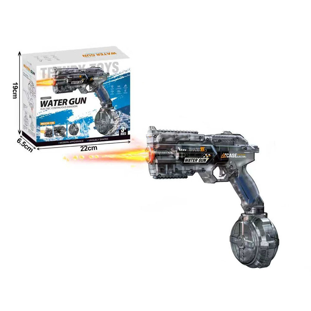 Dragon Transparent Electric Water Gun With Simulated Fire Light Auto Continuous Shooting Large Drum Magazine Rechargeable Water Blaster Summer Outdoor Pool Shooting Toy For Kids