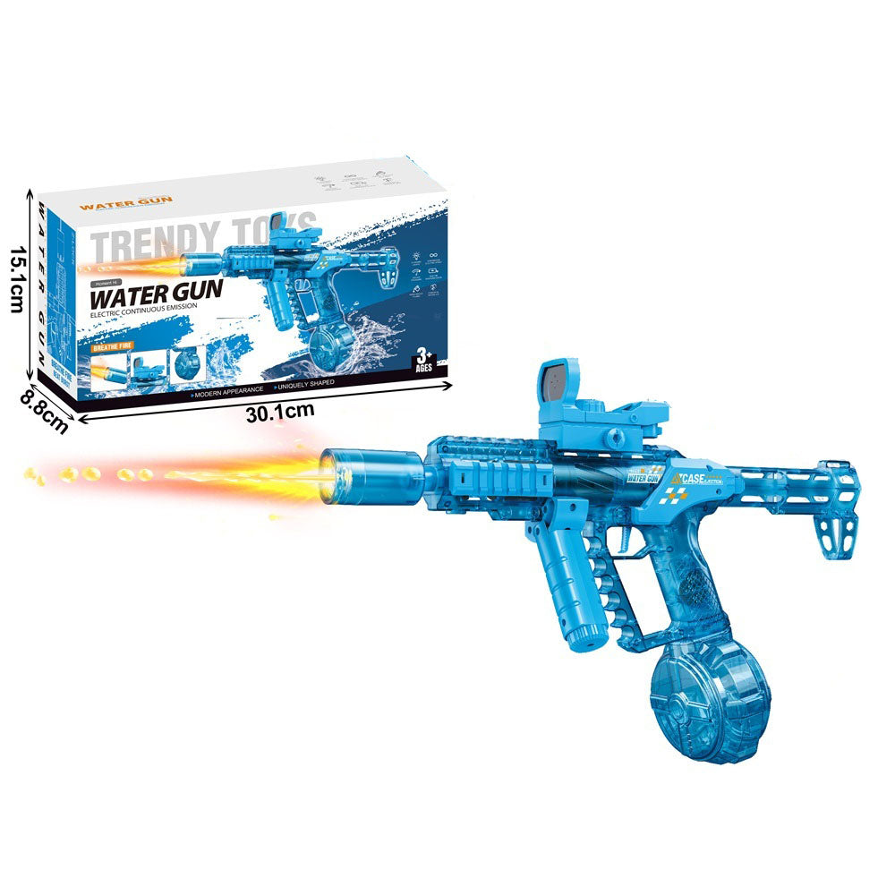 Dragon Transparent Electric Water Gun With Simulated Fire Light Auto Continuous Shooting Large Drum Magazine Rechargeable Water Blaster Summer Outdoor Pool Shooting Toy For Kids