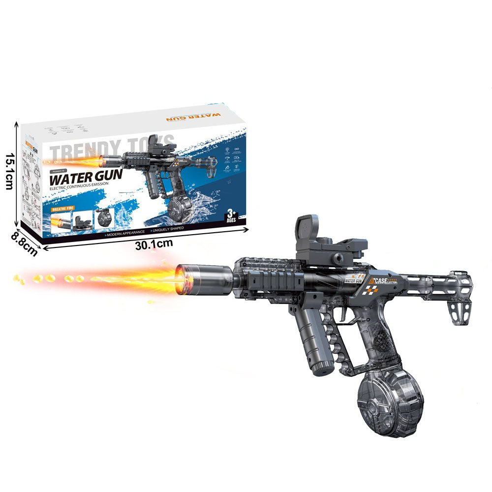 Dragon Transparent Electric Water Gun With Simulated Fire Light Auto Continuous Shooting Large Drum Magazine Rechargeable Water Blaster Summer Outdoor Pool Shooting Toy For Kids