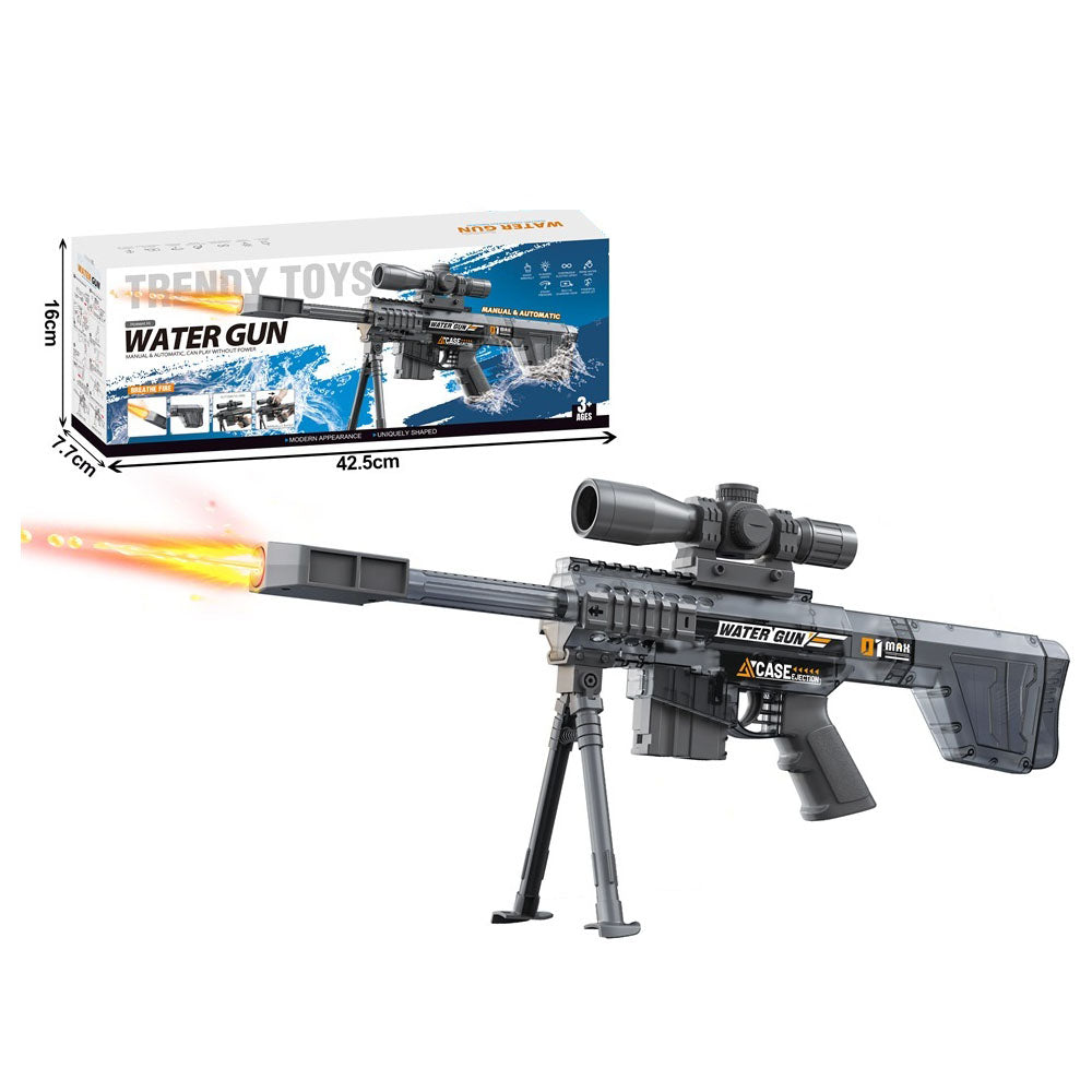 Barrett Transparent Electric Water Gun With Simulated Fire Light Auto Continuous Shooting Large Drum Magazine Rechargeable Water Blaster Summer Outdoor Pool Shooting Toy For Kids