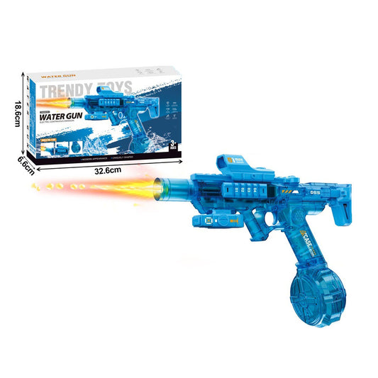 Red Tiger Transparent Electric Water Gun With Simulated Fire Light Auto Continuous Shooting Large Drum Magazine Rechargeable Water Blaster Summer Outdoor Pool Shooting Toy For Kids