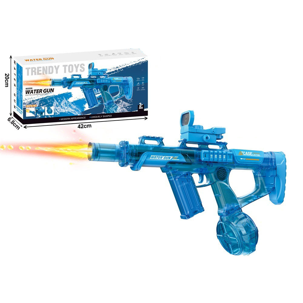 Red Eagle Transparent Electric Water Gun With Simulated Fire Light Auto Continuous Shooting Large Drum Magazine Rechargeable Water Blaster Summer Outdoor Pool Shooting Toy For Kids