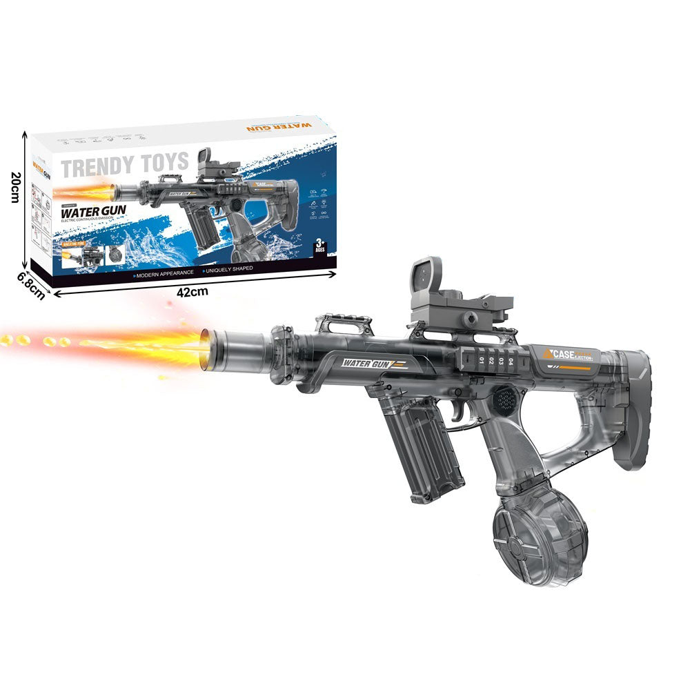 Red Eagle Transparent Electric Water Gun With Simulated Fire Light Auto Continuous Shooting Large Drum Magazine Rechargeable Water Blaster Summer Outdoor Pool Shooting Toy For Kids