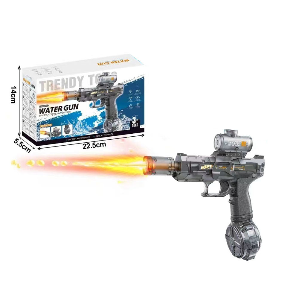 3rd Generation Ice Mouse Transparent Electric Water Gun With Simulated Fire Light Auto Continuous Shooting Large Drum Magazine Rechargeable Water Blaster Summer Outdoor Pool Shooting Toy For Kids