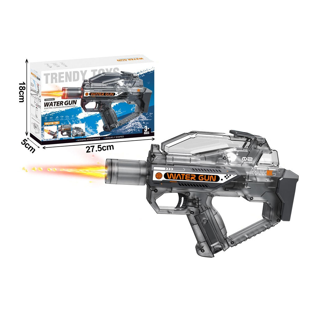 East Eagle Transparent Electric Water Gun With Simulated Fire Light Auto Continuous Shooting Large Drum Magazine Rechargeable Water Blaster Summer Outdoor Pool Shooting Toy For Kids