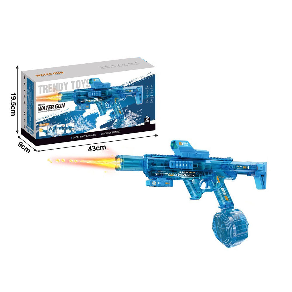 Big Red Tiger Transparent Electric Water Gun With Simulated Fire Light Auto Continuous Shooting Large Drum Magazine Rechargeable Water Blaster Summer Outdoor Pool Shooting Toy For Kids