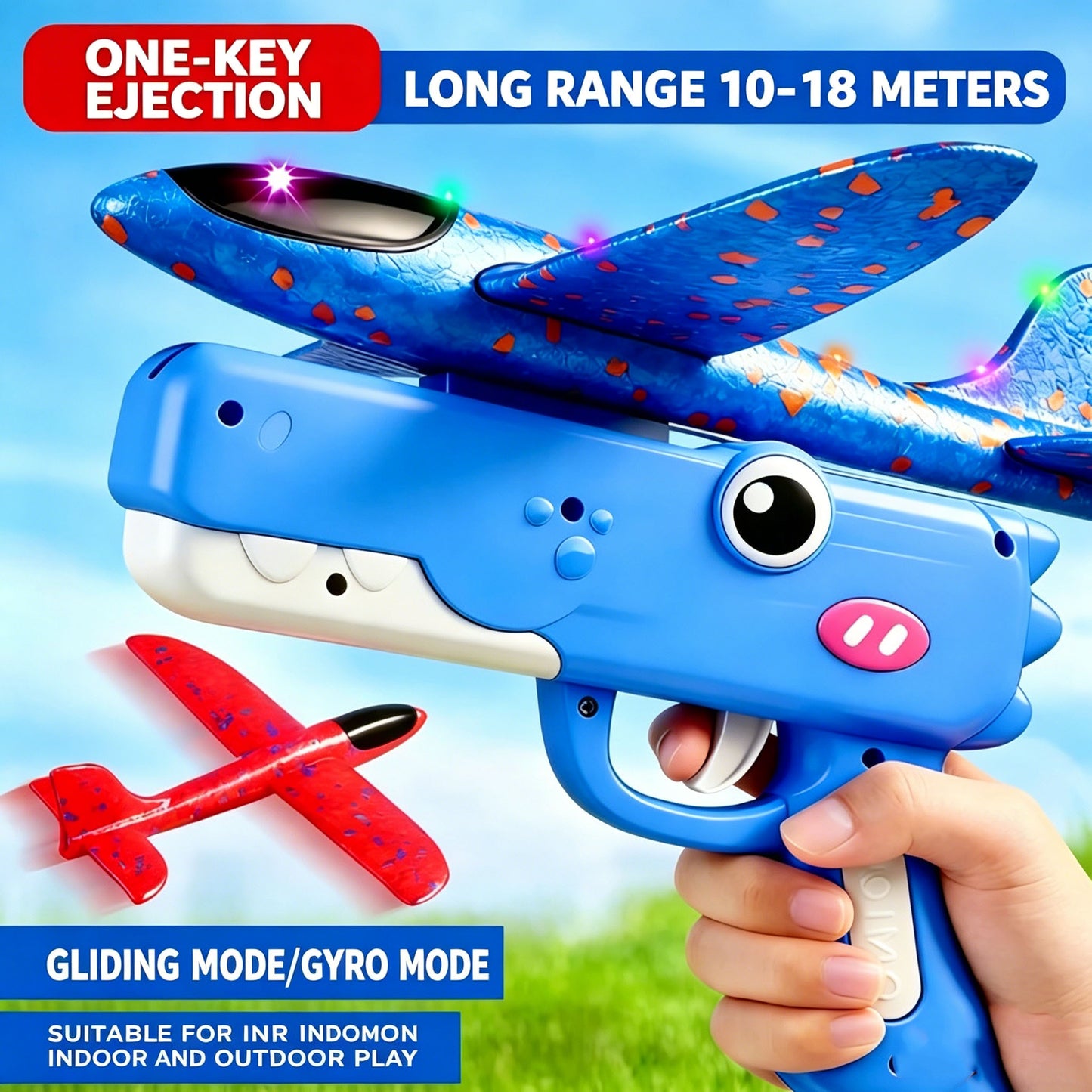 EnjoyStar Children's Catapult Foam Plastic Airplane Handheld Launcher Outdoor Parent-child Sports Flying Glider Toy for Boys