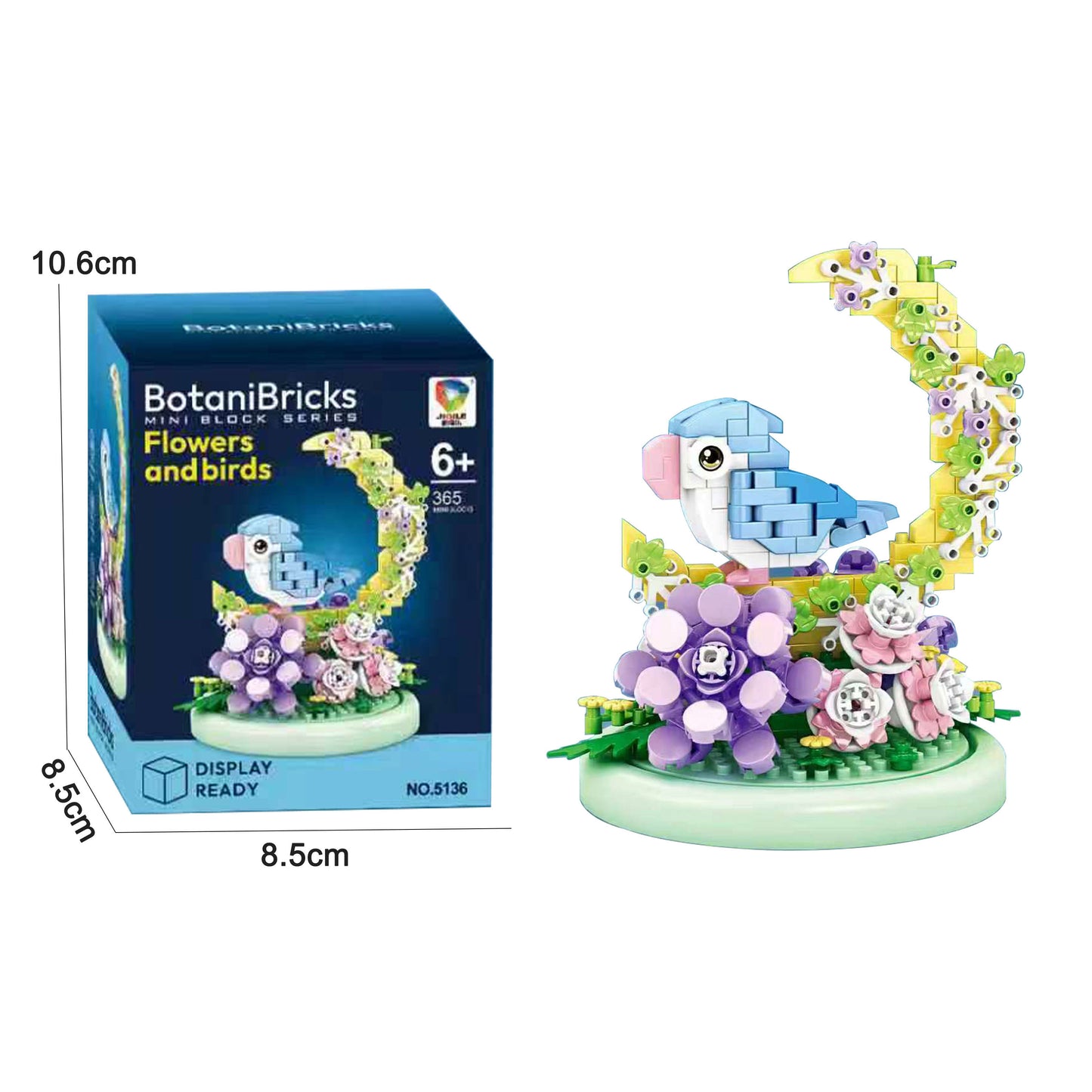 BotaniBricks Mini Building Blocks Flowers & Birds Decorative DIY Bird Flower Brick Ornament