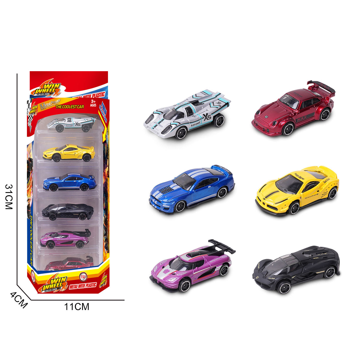 1:64 Alloy Die Cast Mini Racing Car Set 6PCS Classic Vintage Pull Back Metal Toy Cars Kids Gift Diecast Vehicle Collection Toy