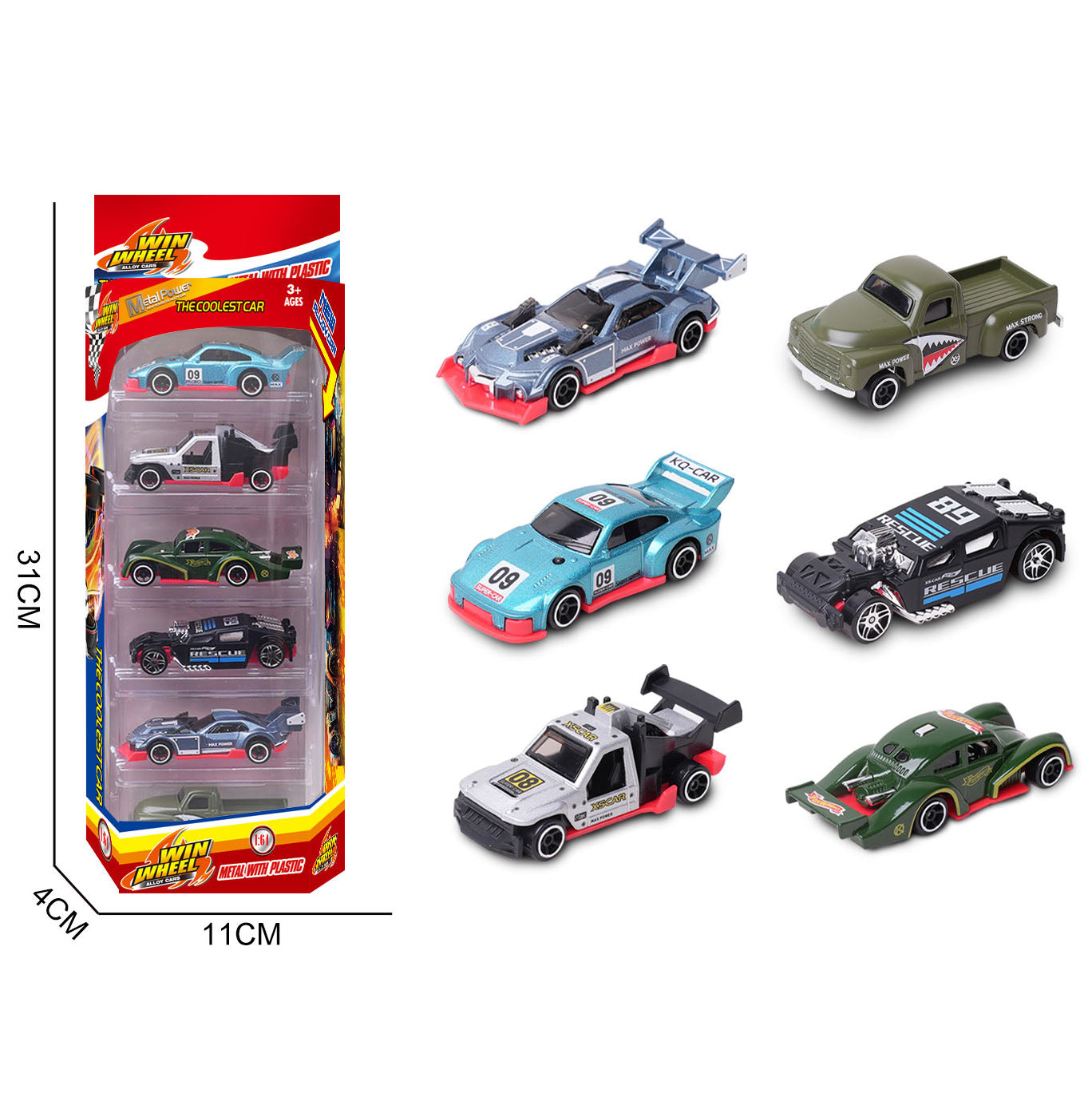 1:64 Alloy Die Cast Mini Racing Car Set 6PCS Classic Vintage Pull Back Metal Toy Cars Kids Gift Diecast Vehicle Collection Toy