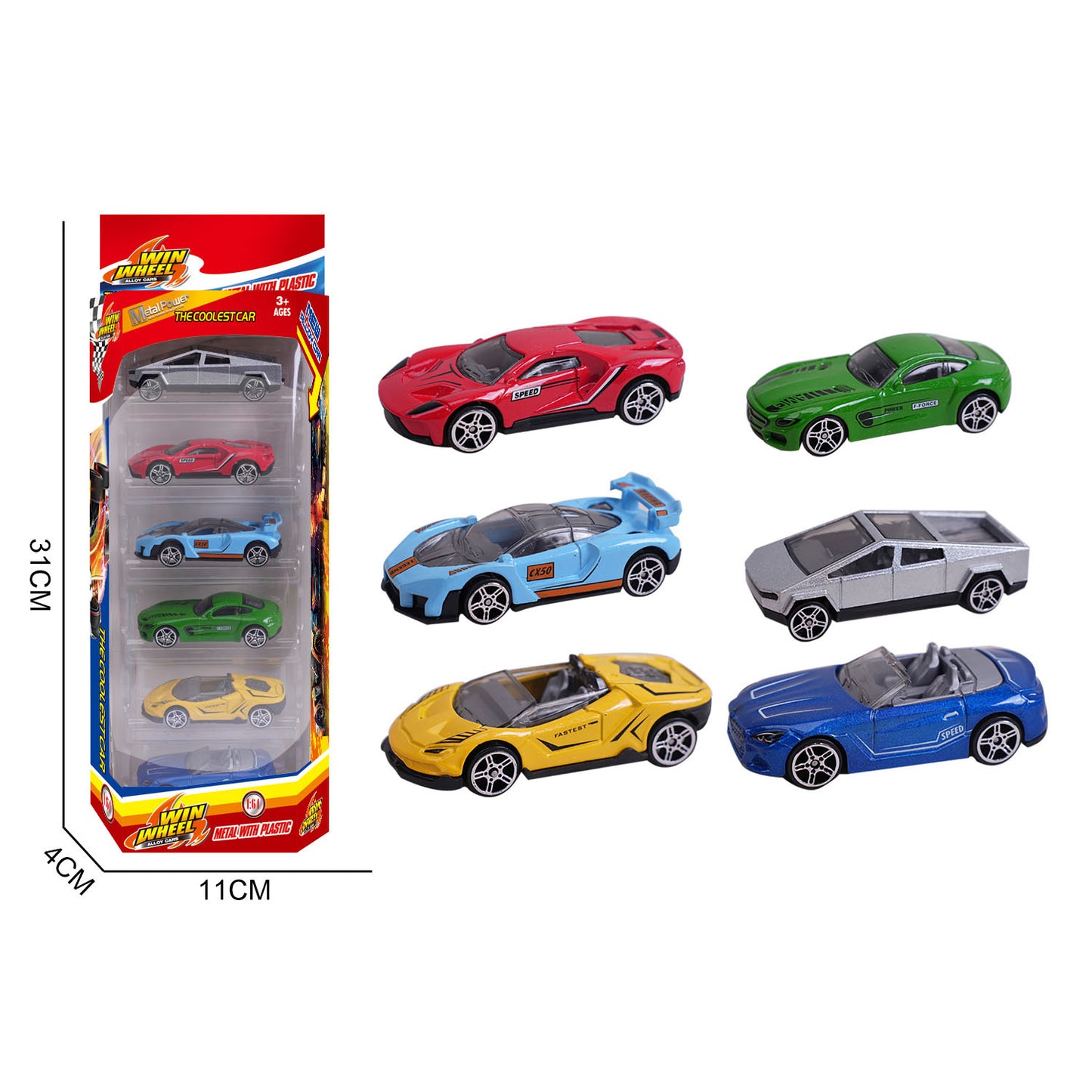 1:64 Alloy Die Cast Mini Racing Car Set 6PCS Classic Vintage Pull Back Metal Toy Cars Kids Gift Diecast Vehicle Collection Toy