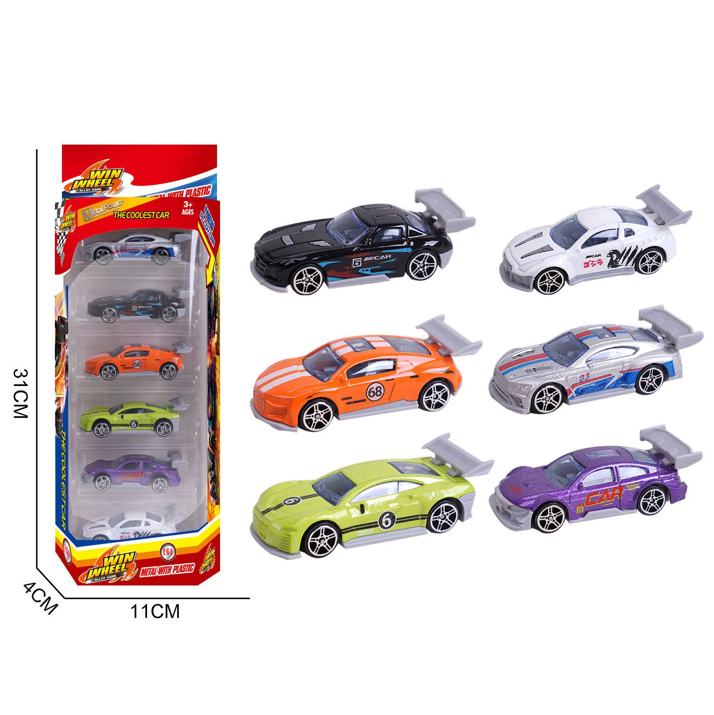 1:64 Alloy Die Cast Mini Racing Car Set 6PCS Classic Vintage Pull Back Metal Toy Cars Kids Gift Diecast Vehicle Collection Toy