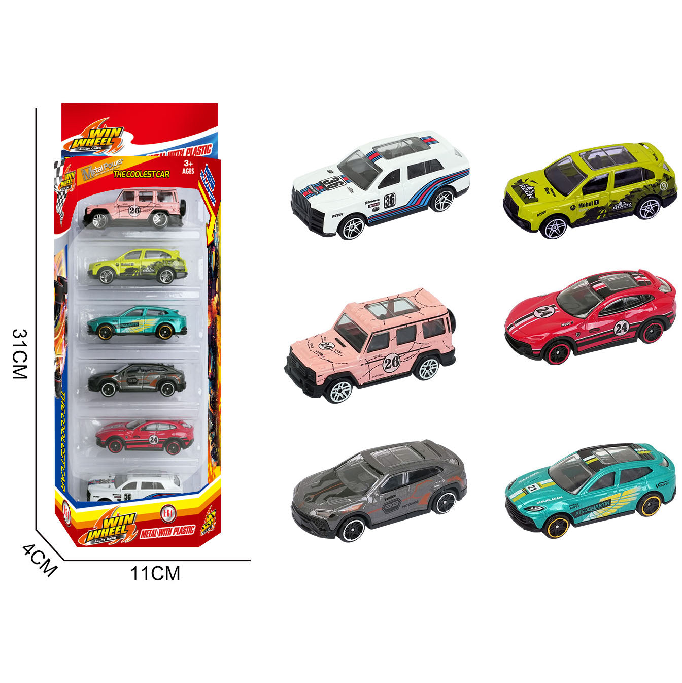 1:64 Alloy Die Cast Mini Racing Car Set 6PCS Classic Vintage Pull Back Metal Toy Cars Kids Gift Diecast Vehicle Collection Toy
