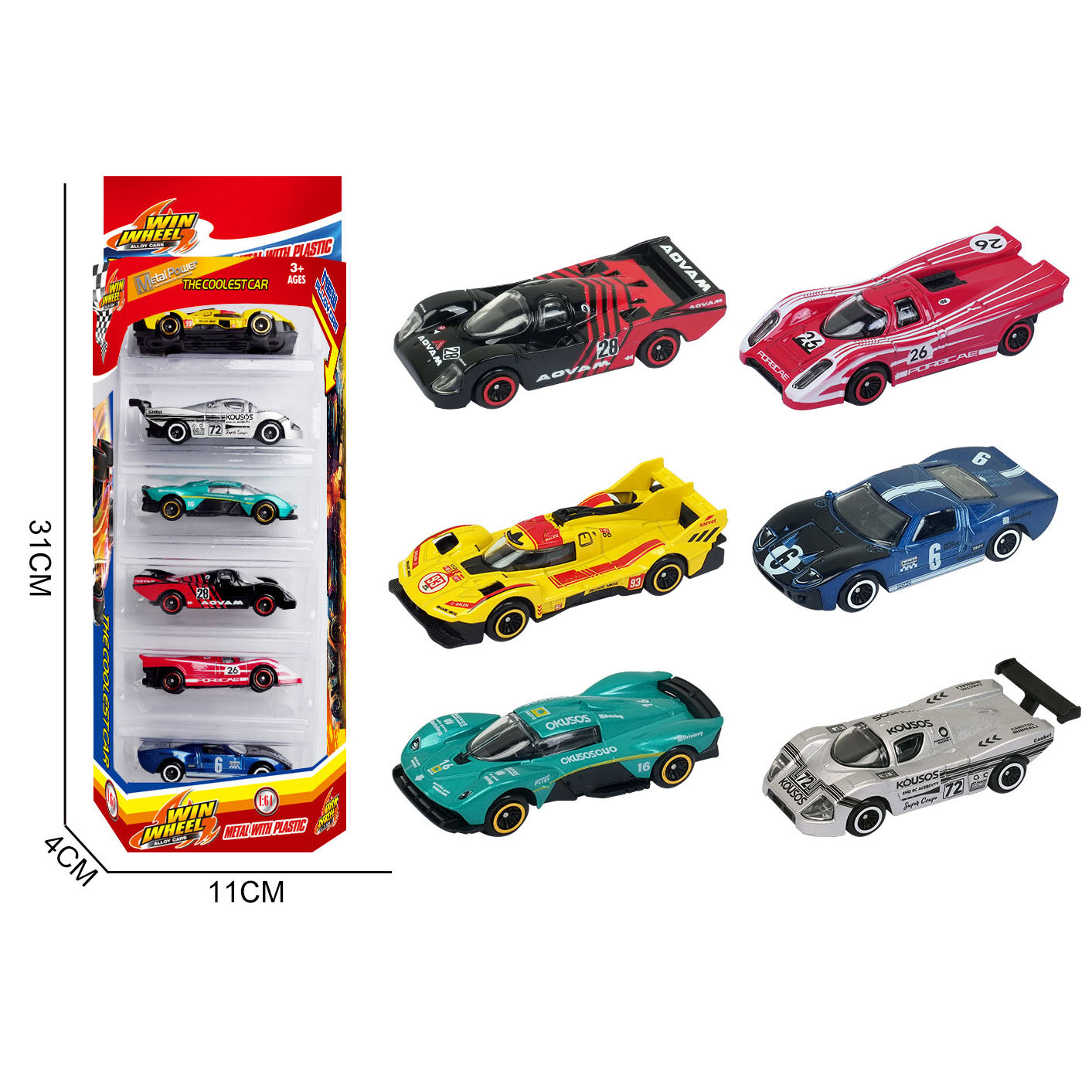 1:64 Alloy Die Cast Mini Racing Car Set 6PCS Classic Vintage Pull Back Metal Toy Cars Kids Gift Diecast Vehicle Collection Toy