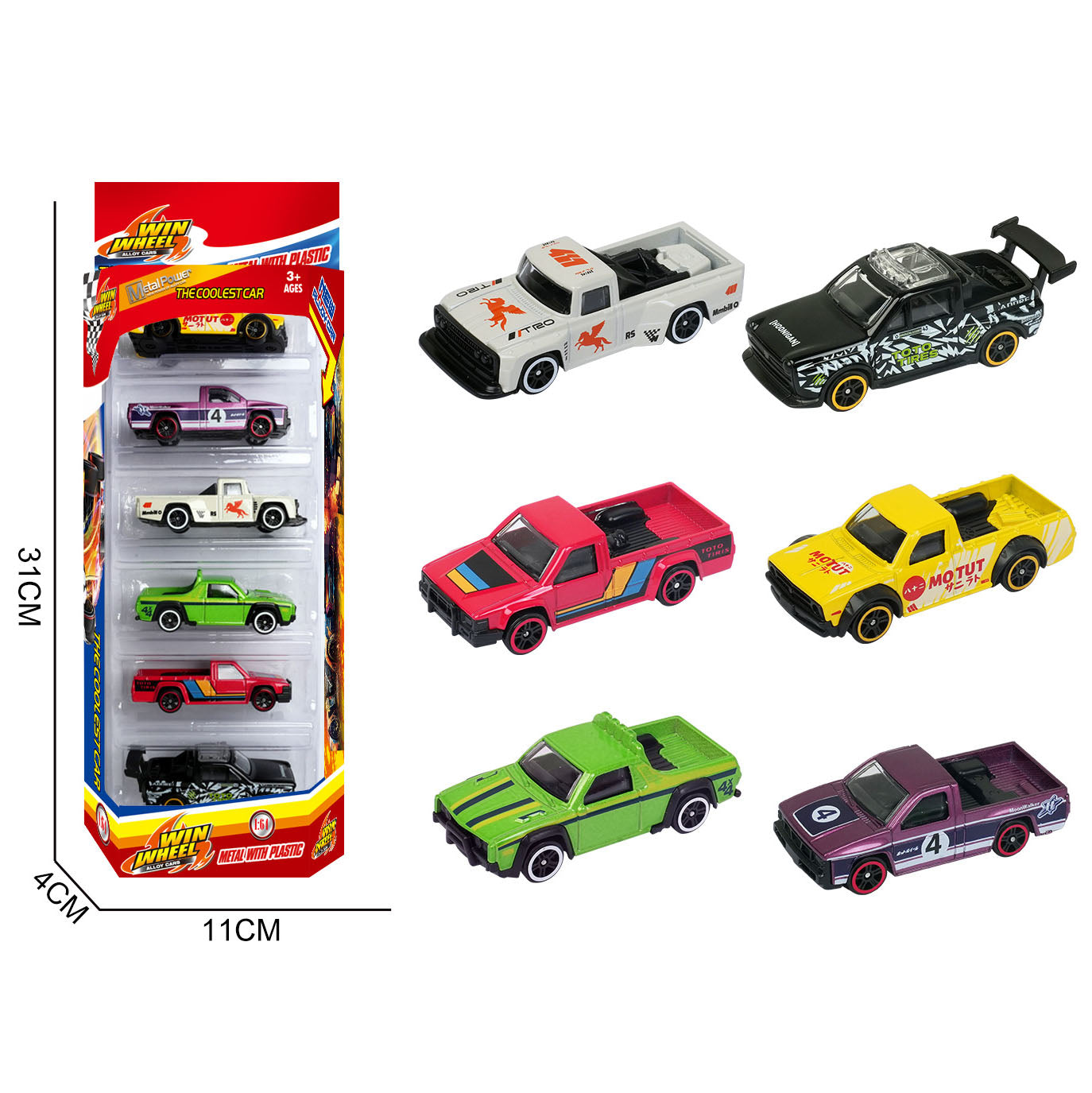 1:64 Alloy Die Cast Mini Racing Car Set 6PCS Classic Vintage Pull Back Metal Toy Cars Kids Gift Diecast Vehicle Collection Toy