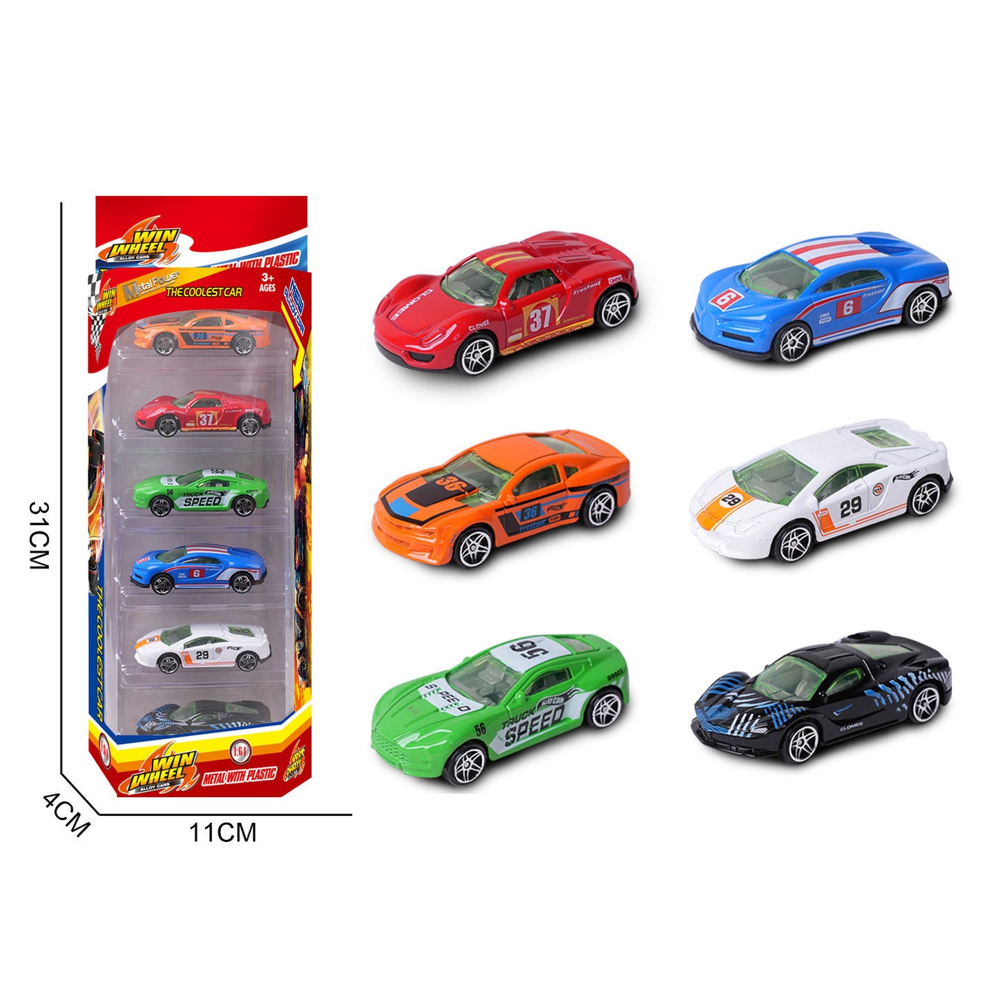 1:64 Alloy Die Cast Mini Racing Car Set 6PCS Classic Vintage Pull Back Metal Toy Cars Kids Gift Diecast Vehicle Collection Toy