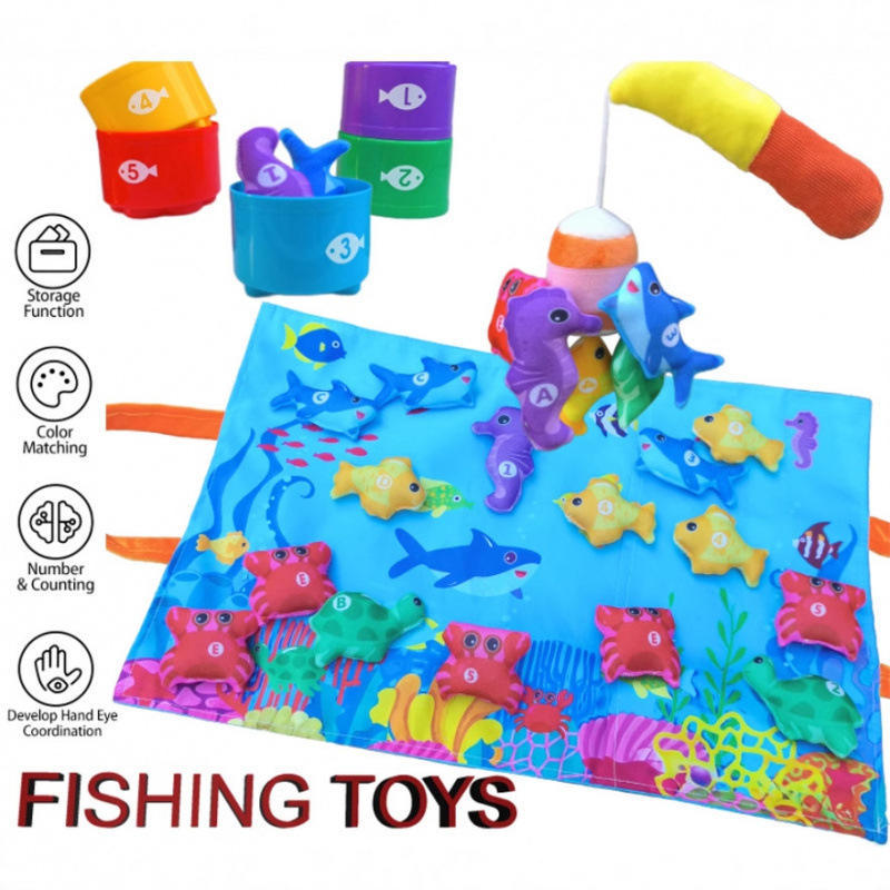 Montessori Soft Fabric Magnetic Fishing Game Set Toddler Sensory Educational Bath Toy