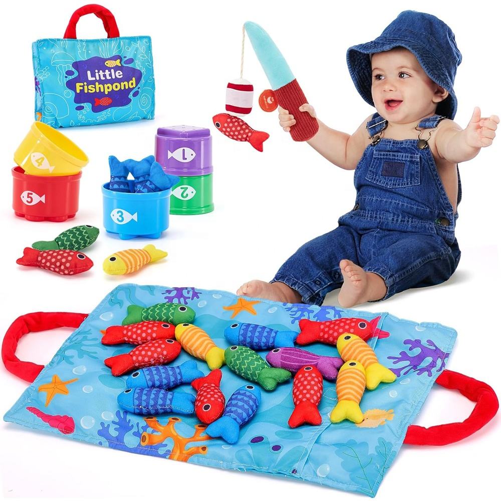 Montessori Soft Fabric Magnetic Fishing Game Set Toddler Sensory Educational Bath Toy