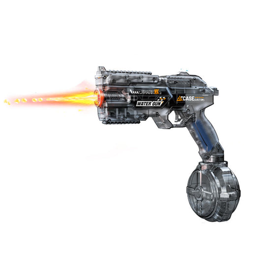 Dragon Transparent Electric Water Gun With Simulated Fire Light Auto Continuous Shooting Large Drum Magazine Rechargeable Water Blaster Summer Outdoor Pool Shooting Toy For Kids