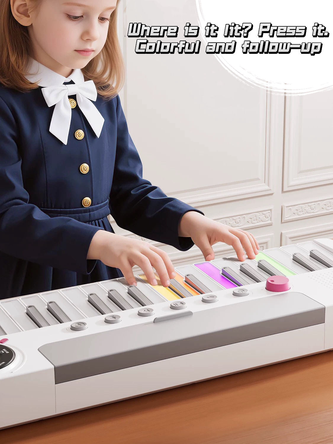 37-key Rainbow Electronic Piano 7-color LED Lights Early Educational Toy Beginner Musical Instrument Birthday Gift