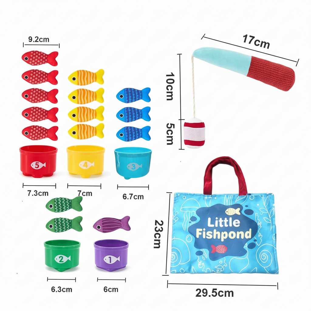 Montessori Soft Fabric Magnetic Fishing Game Set Toddler Sensory Educational Bath Toy