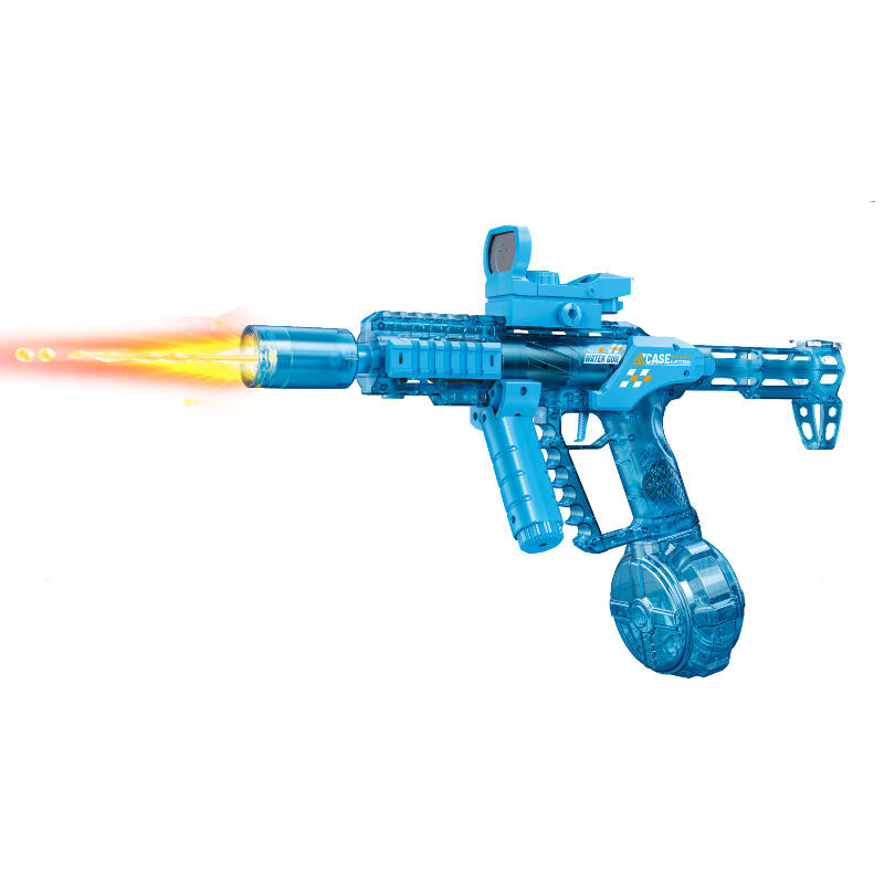 Big Red Tiger Transparent Electric Water Gun With Simulated Fire Light Auto Continuous Shooting Large Drum Magazine Rechargeable Water Blaster Summer Outdoor Pool Shooting Toy For Kids