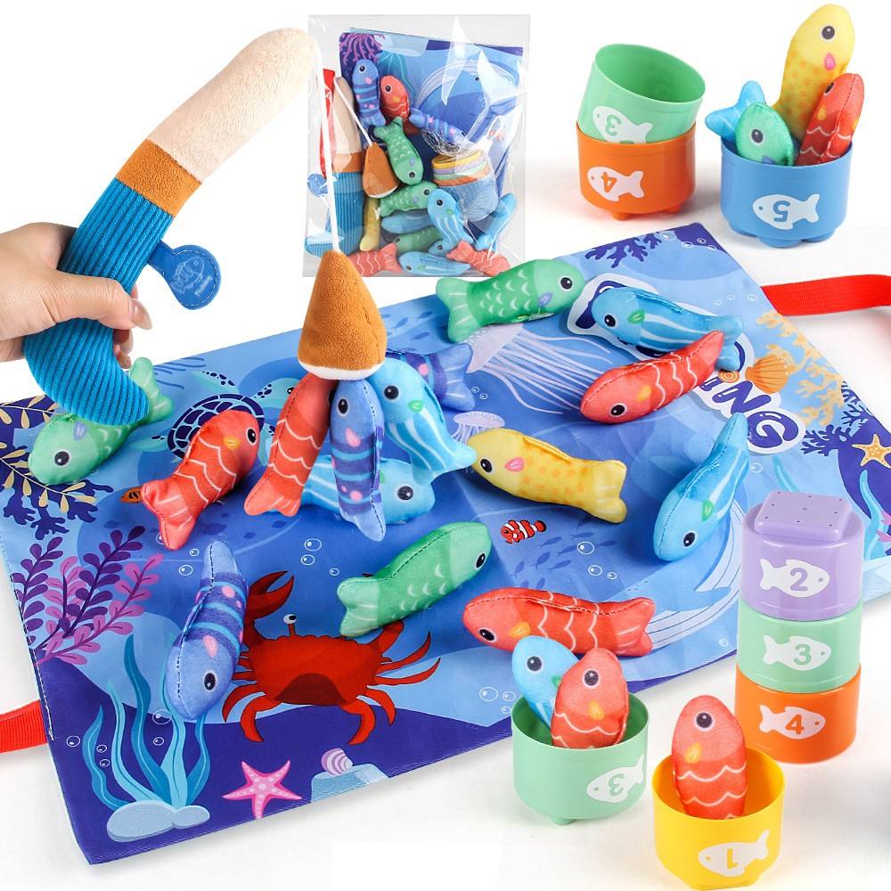 Montessori Soft Fabric Magnetic Fishing Game Set Toddler Sensory Educational Bath Toy