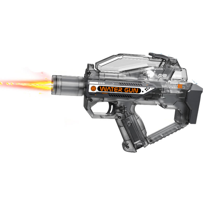 East Eagle Transparent Electric Water Gun With Simulated Fire Light Auto Continuous Shooting Large Drum Magazine Rechargeable Water Blaster Summer Outdoor Pool Shooting Toy For Kids
