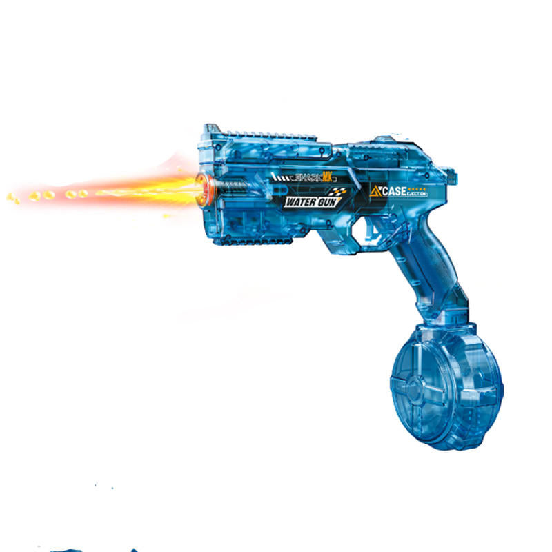 Dragon Transparent Electric Water Gun With Simulated Fire Light Auto Continuous Shooting Large Drum Magazine Rechargeable Water Blaster Summer Outdoor Pool Shooting Toy For Kids