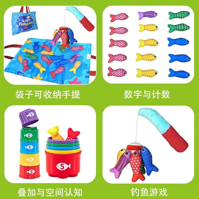 Montessori Soft Fabric Magnetic Fishing Game Set Toddler Sensory Educational Bath Toy