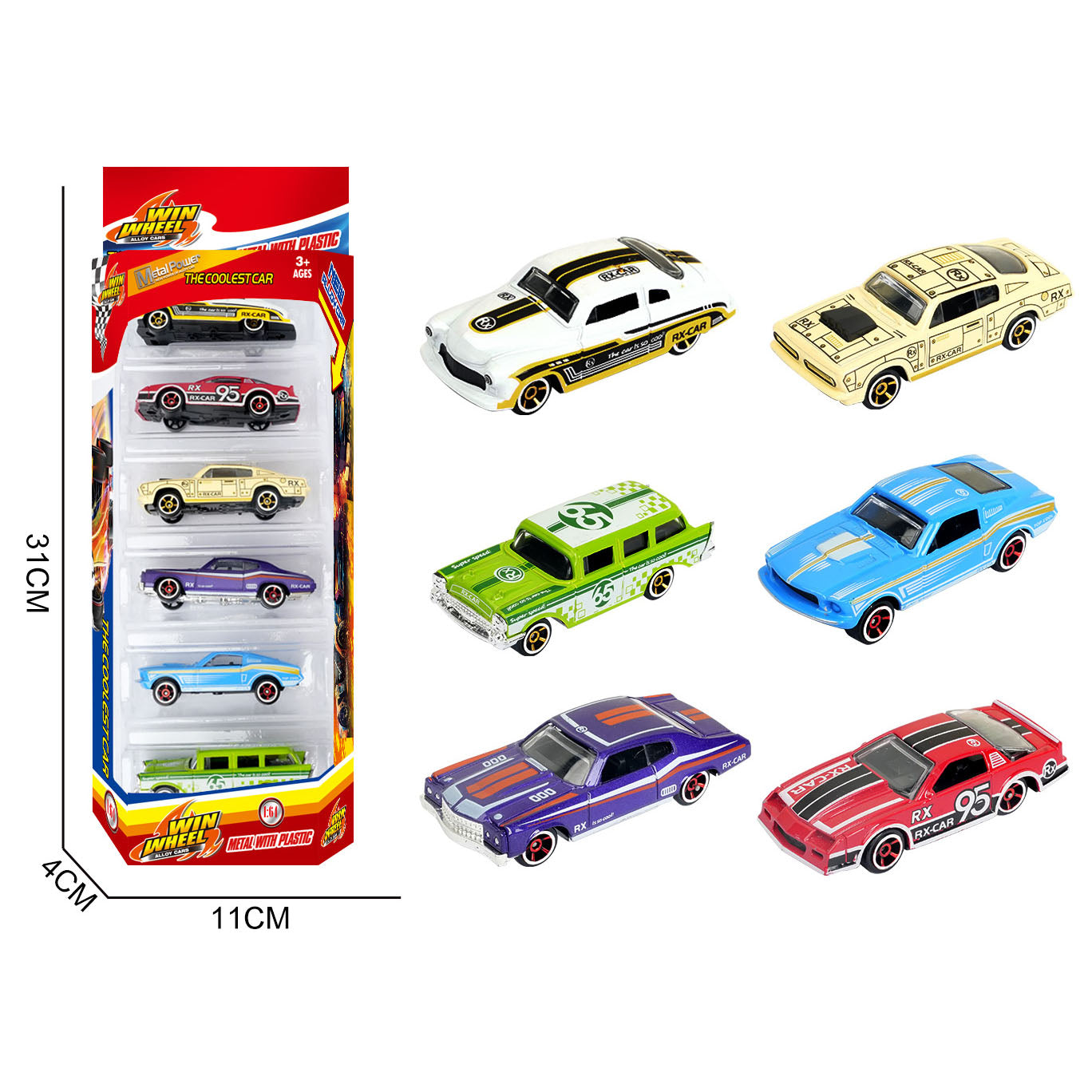 1:64 Alloy Die Cast Mini Racing Car Set 6PCS Classic Vintage Pull Back Metal Toy Cars Kids Gift Diecast Vehicle Collection Toy