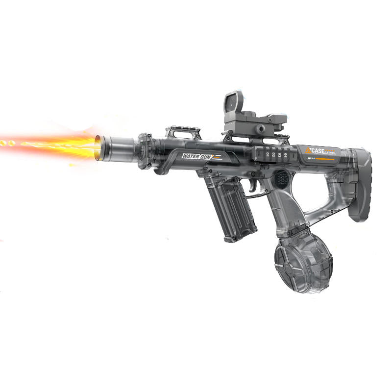 Red Eagle Transparent Electric Water Gun With Simulated Fire Light Auto Continuous Shooting Large Drum Magazine Rechargeable Water Blaster Summer Outdoor Pool Shooting Toy For Kids