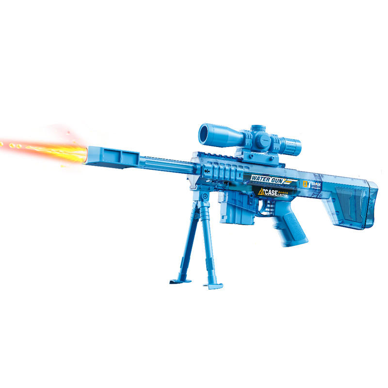 Barrett Transparent Electric Water Gun With Simulated Fire Light Auto Continuous Shooting Large Drum Magazine Rechargeable Water Blaster Summer Outdoor Pool Shooting Toy For Kids