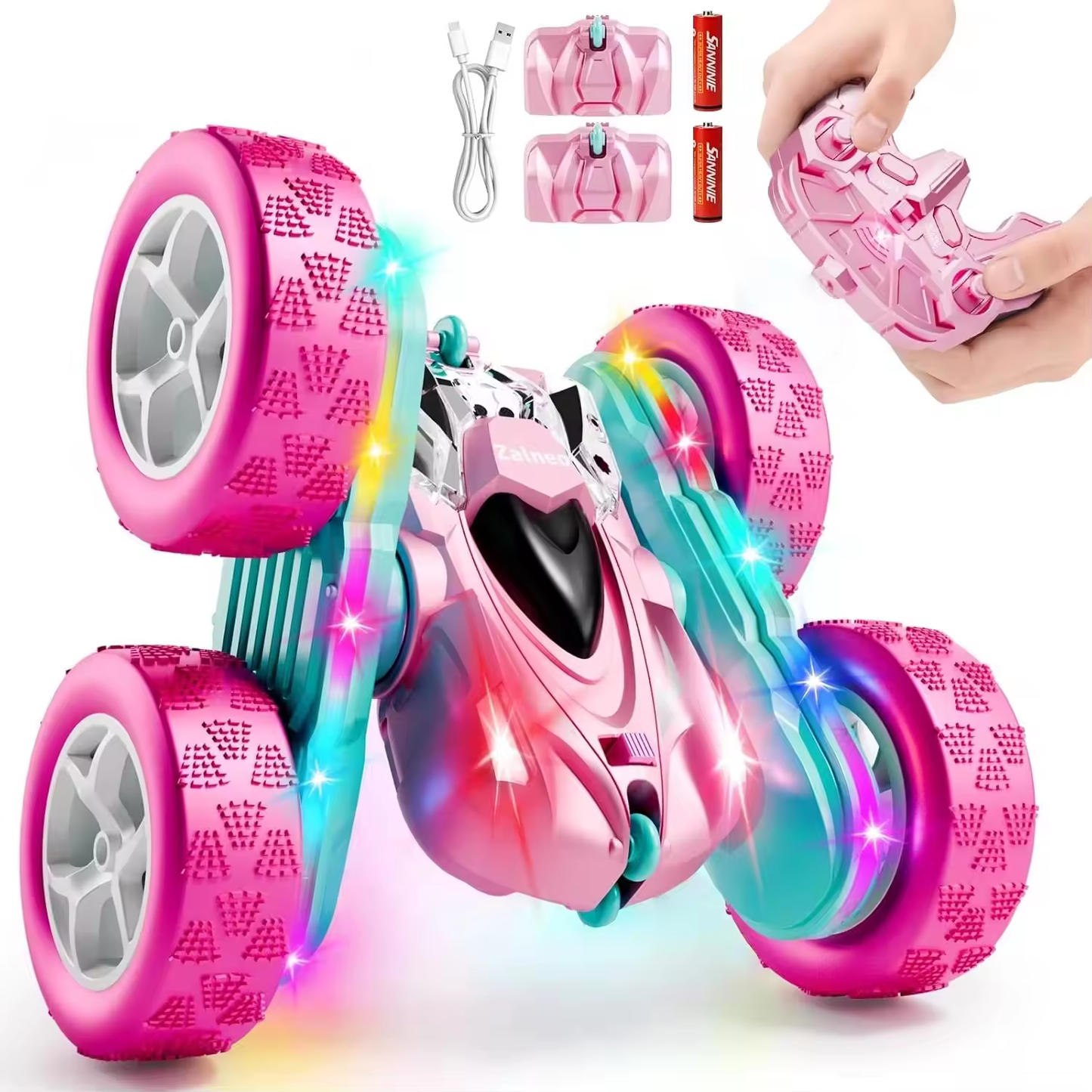 4WD 360 Flip RC Stunt Car Double-sided Driving Bright Headlight & 2.4G Stable Control Perfect Kids Racing Toy Gift