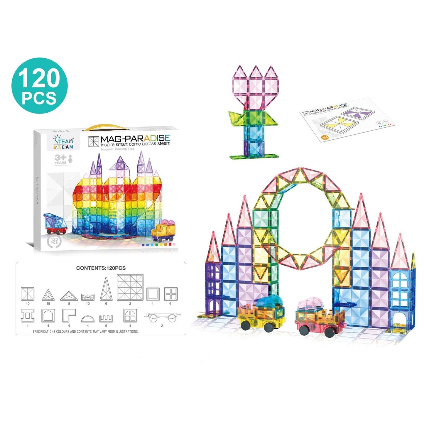 EnjoyStar Open Diamond-Shaped Plastic Stained Window Strong Magnetic Transmitting Sheet 120 PCS Ages 4-9