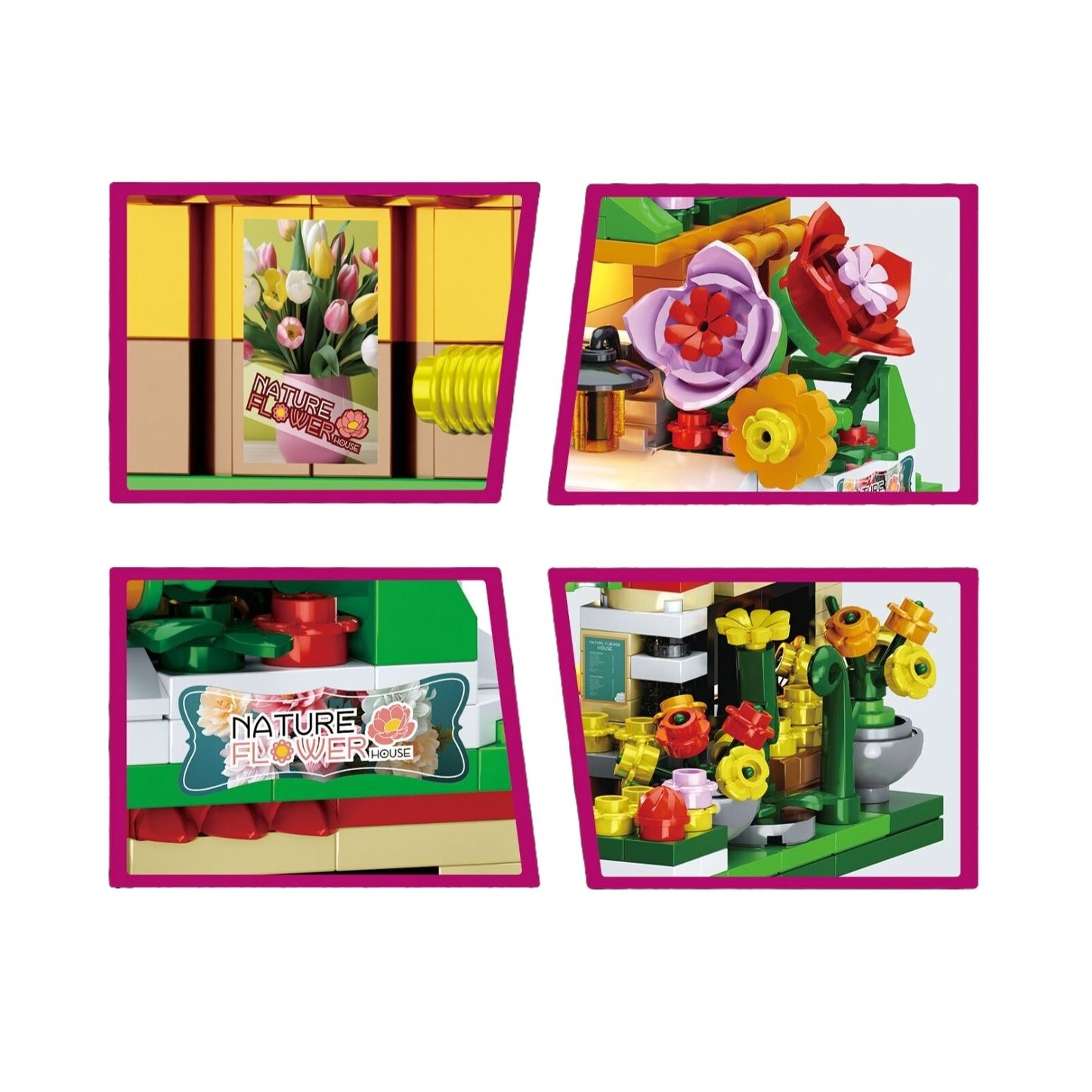 Building Block Street Scene with Natural Flower Imitation 405 PCS Plastic Material Unisex for Kids 4-12 Years Old Birthday Gift