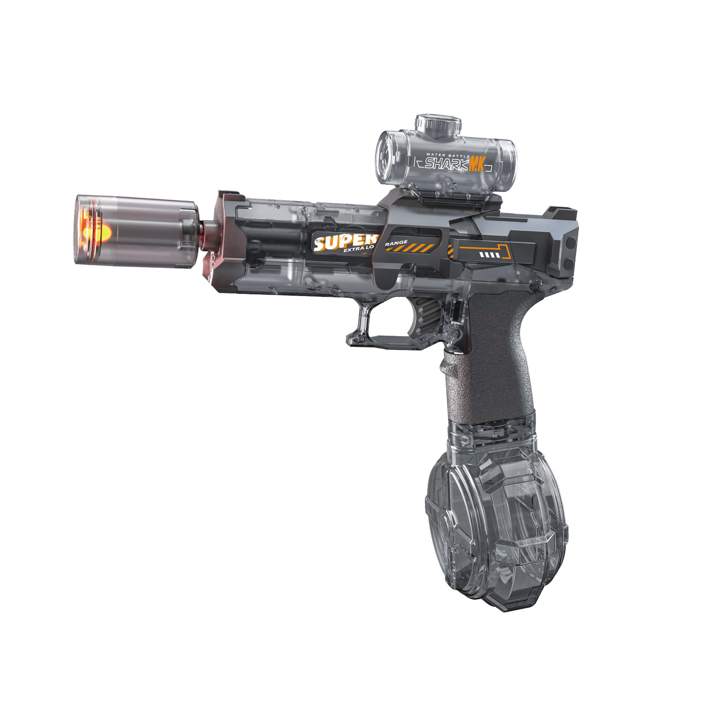 3rd Generation Ice Mouse Transparent Electric Water Gun With Simulated Fire Light Auto Continuous Shooting Large Drum Magazine Rechargeable Water Blaster Summer Outdoor Pool Shooting Toy For Kids