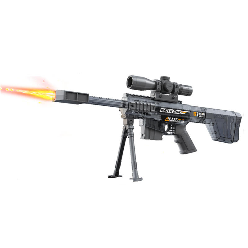 Barrett Transparent Electric Water Gun With Simulated Fire Light Auto Continuous Shooting Large Drum Magazine Rechargeable Water Blaster Summer Outdoor Pool Shooting Toy For Kids