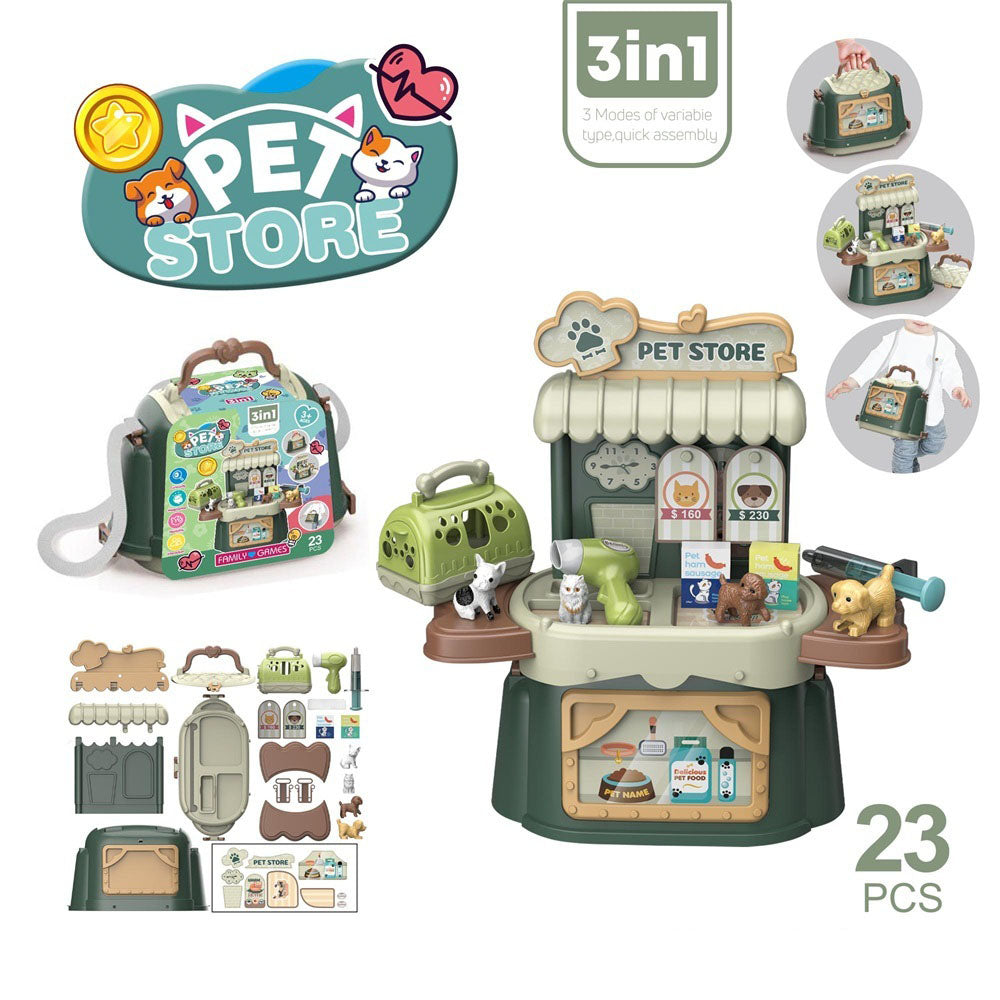 3 in 1 Portable Pretend Play Backpack Playset Kids Role Play Shop Toy 7 Themes Available