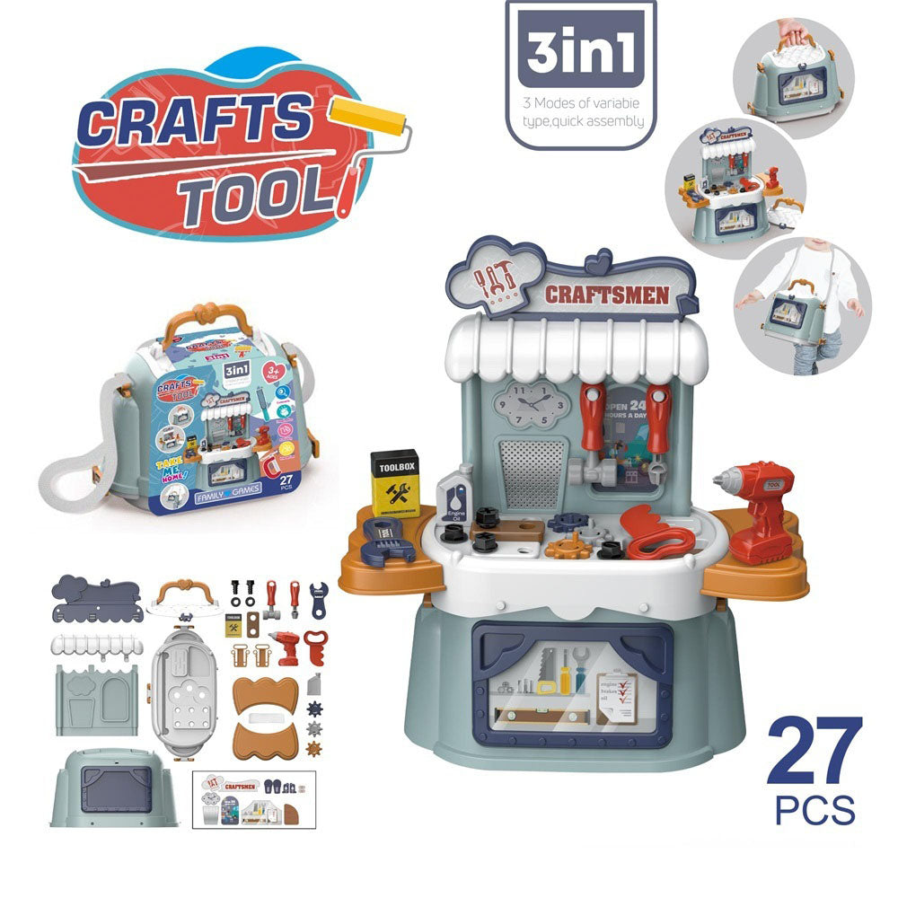 3 in 1 Portable Pretend Play Backpack Playset Kids Role Play Shop Toy 7 Themes Available