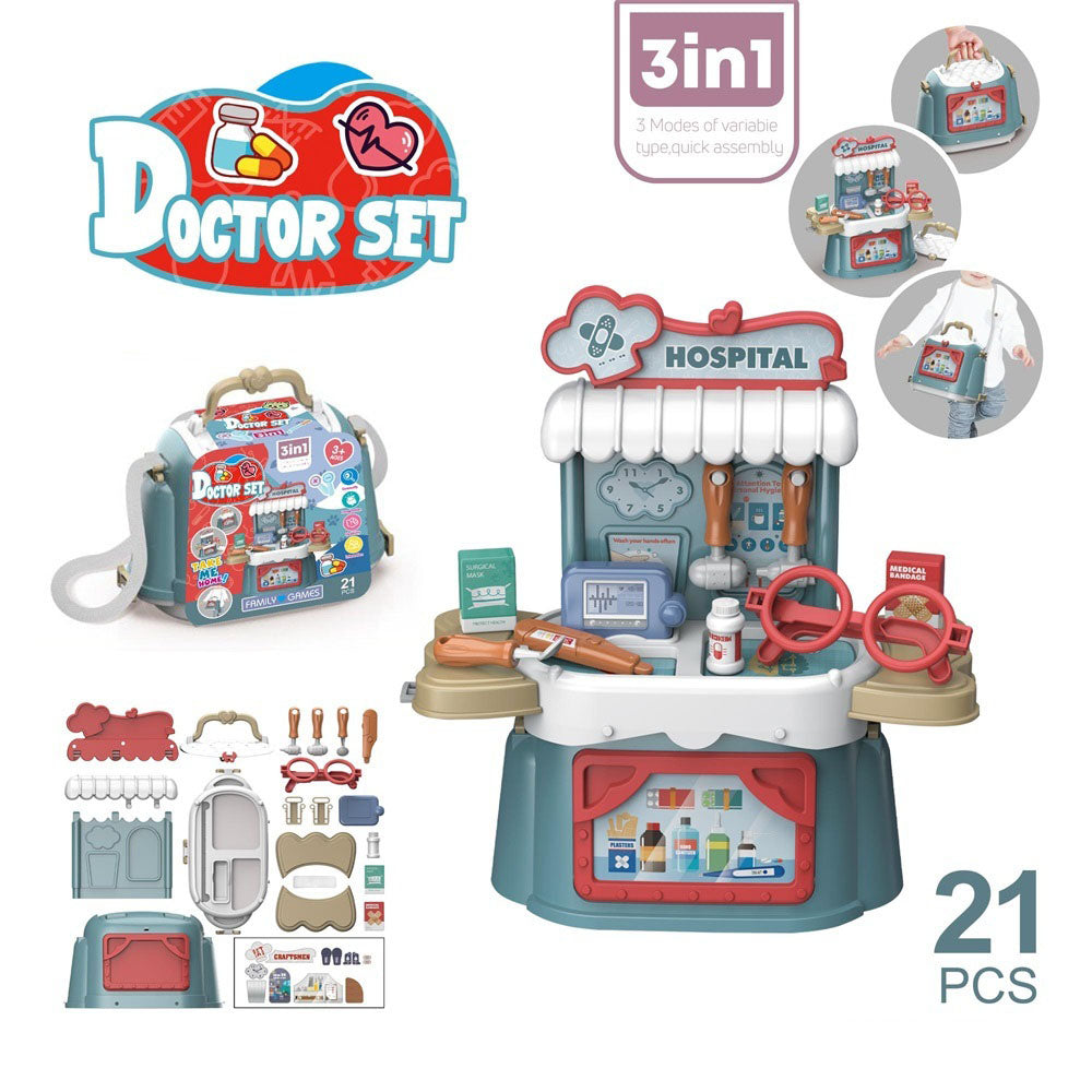 3 in 1 Portable Pretend Play Backpack Playset Kids Role Play Shop Toy 7 Themes Available