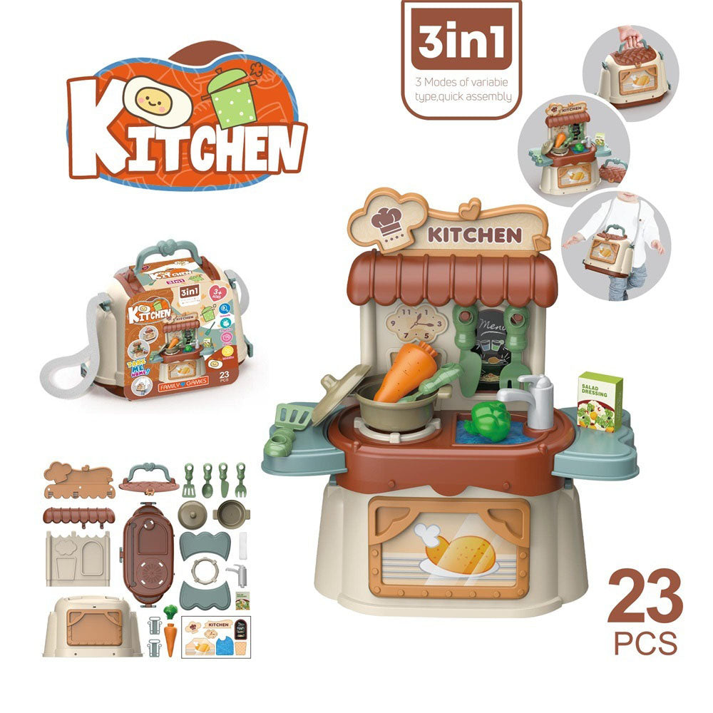 3 in 1 Portable Pretend Play Backpack Playset Kids Role Play Shop Toy 7 Themes Available