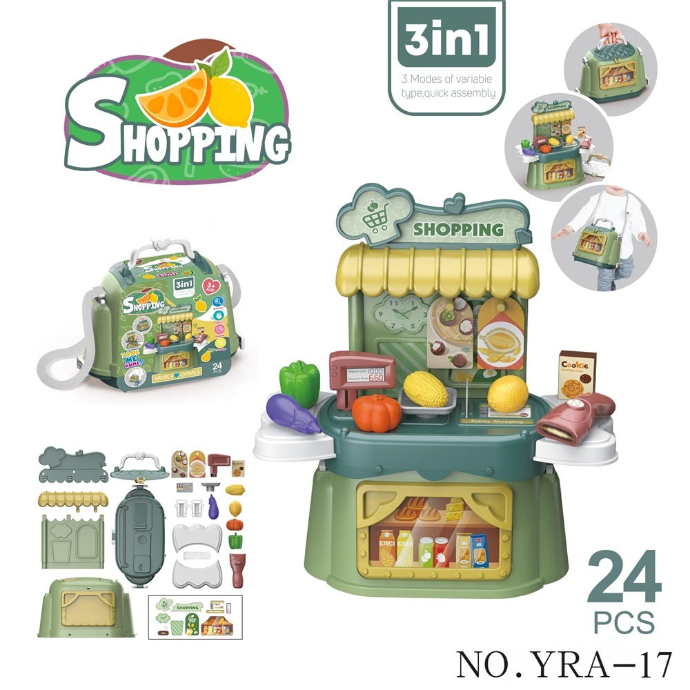3 in 1 Portable Pretend Play Backpack Playset Kids Role Play Shop Toy 7 Themes Available