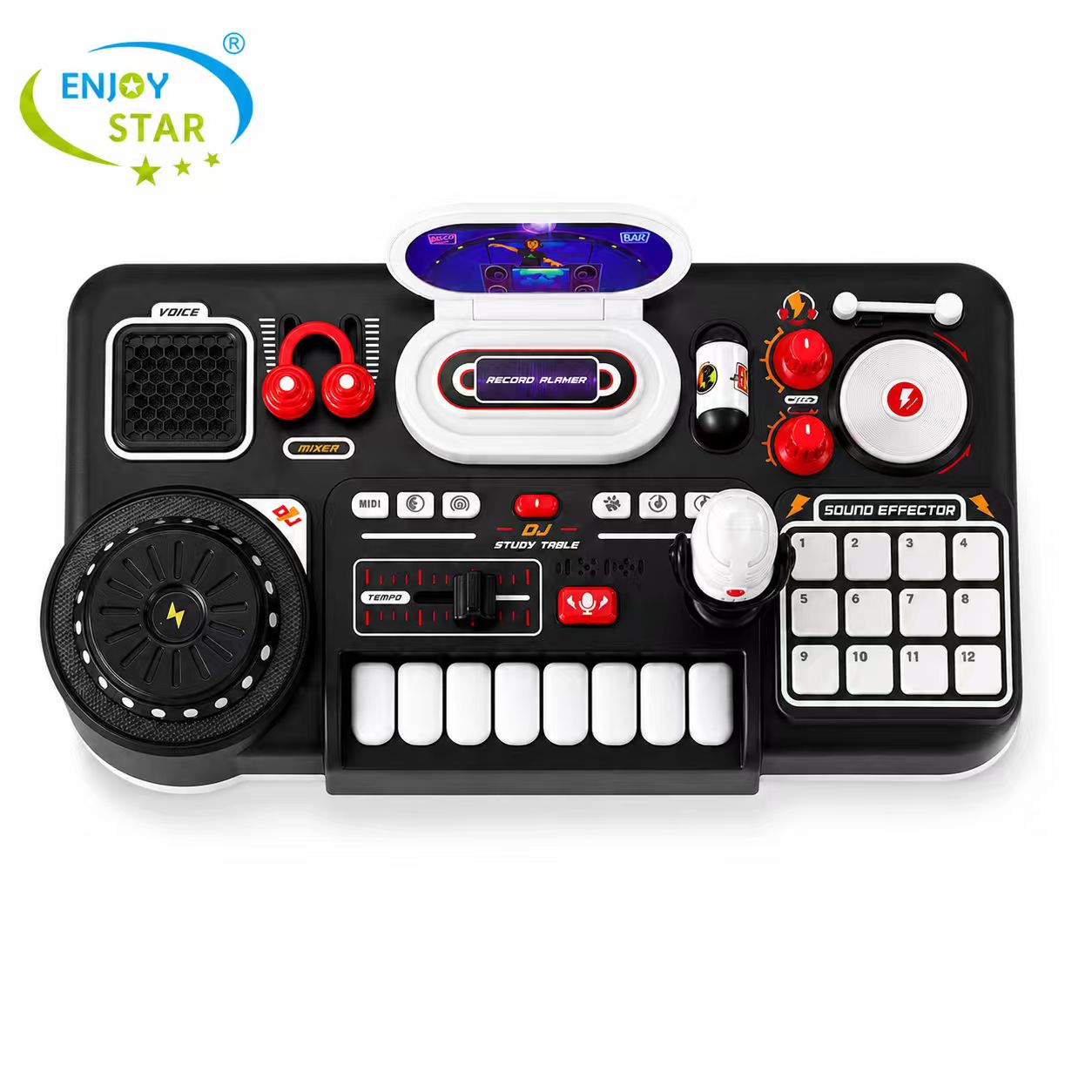 Kids DJ Mixer Toy Table with Microphone Bluetooth Multi‑Sound Effect Pretend Party Musical Play Set for Boys Girls 3+