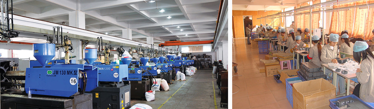 Toy production workshop with manufacturing equipment